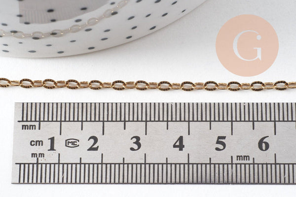 Chaine forçat acier 304 inoxydable dorée IP 14K 1.1mm, x1 mètre (G6073)