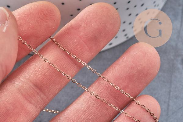 Chaine forçat acier 304 inoxydable or rose IP 1.5mm, x1 mètre (G10879)