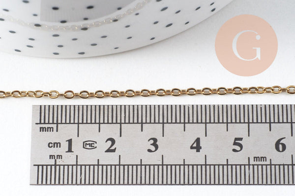 Chaine forçat acier inoxydable 304 dorée IP 14K 2.5mm, x1 mètre (G5521)