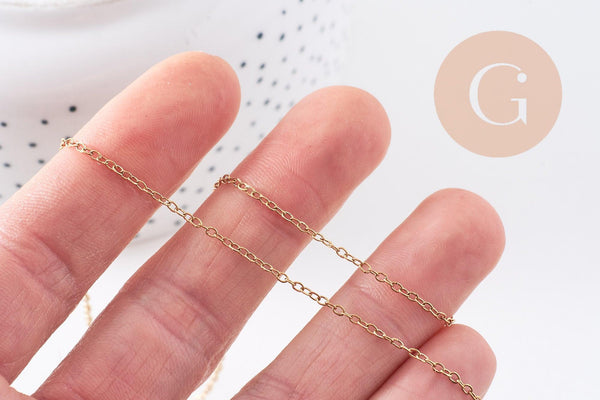 Chaine forçat acier inoxydable doré avec fermoir 1.5mm/50cm, x1 (G10265)