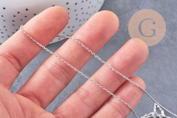 Chaine forçat cuivre rhodié or blanc 80cm, x1 (G1122)