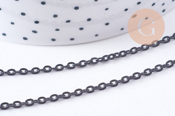 Chaine forçat fer noir intense 3.25mm, x1 mètre (G10744)