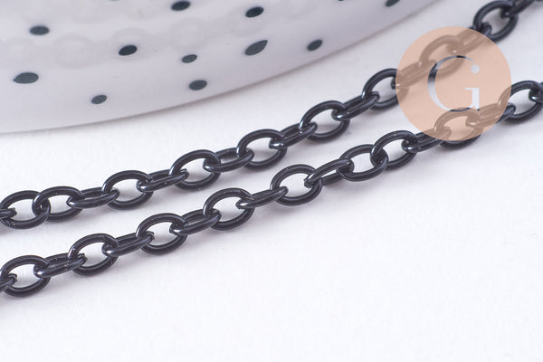 Chaine forçat fer noir intense 3.7mm, x1 mètre (G10743)