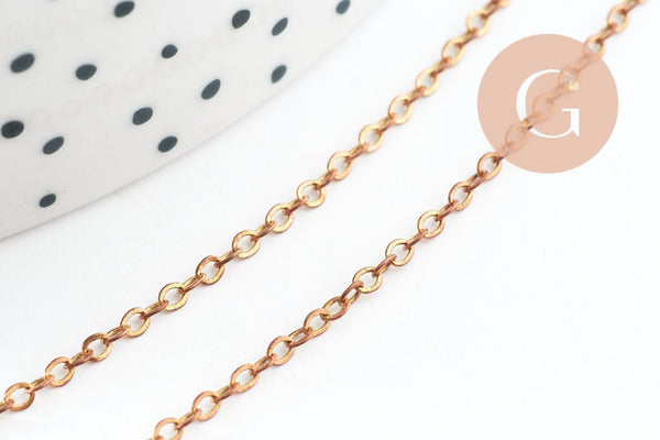 Chaine forçat laiton brut 1.5mm,création bijoux, grossiste chaine laiton brut, x5 metres (G9735)
