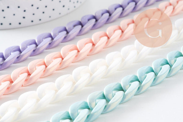 Chaîne gourmette acrylique couleur mixte 24mm, création de bijoux , 24mm x1 mètre (G7062)