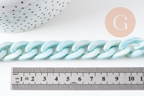 Chaîne gourmette acrylique couleur mixte 24mm, création de bijoux , 24mm x1 mètre (G7062)