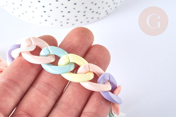 Chaîne gourmette acrylique couleur pastel 24mm, x1 mètre (G7064)