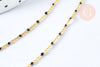 Chaine laiton doré 18k fantaisie résine noire 2mm,40cm, x1 (G3132)