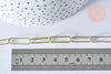 Chaine laiton doré clair maille rectangle,chaine collier,chaine large,20x6.5mm,chaine complète 47.5cm, x1 G2630