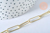 Chaine laiton doré clair maille rectangle,chaine collier,chaine large,20x6.5mm,chaine complète 47.5cm, x1 G2630