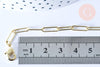 Chaine laiton doré clair maille rectangle,chaine collier,création bijoux,chaine large,12x3.5mm,chaine complète, x1 (G2573)
