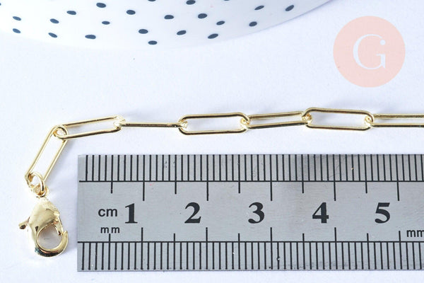 Chaine laiton doré clair maille rectangle,chaine collier,création bijoux,chaine large,12x3.5mm,chaine complète, x1 (G2573)