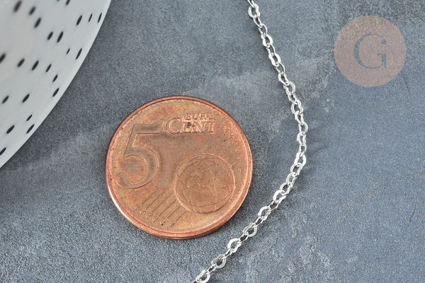 Chaine laiton platine maille coeur 1.8x2.4mm, x1 mètre (G8141)