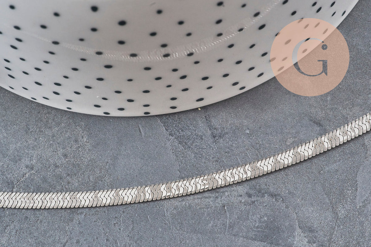 Chaine maille Herringbone acier 304 inoxydable platine 4mm, x1 mètre (G11335)-Gingerlily Perles