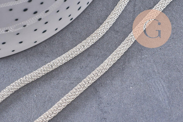 Chaine maille argentée chaine complète,création collier, fournitures argent,5 mm, 40cm, x1 (G1504)