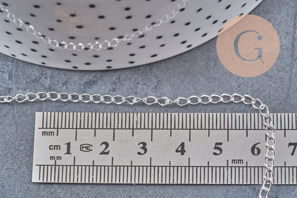 Chaine maille courbe acier 304 inoxydable argenté 4x2.5mm, x1 mètre (G10869)