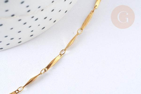 Chaine maille fantaisie acier inoxydable 304 doré IP 11mm, x1 mètre (G7322)