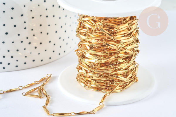 Chaine maille fantaisie acier inoxydable 304 doré IP 11mm, x1 mètre (G7322)