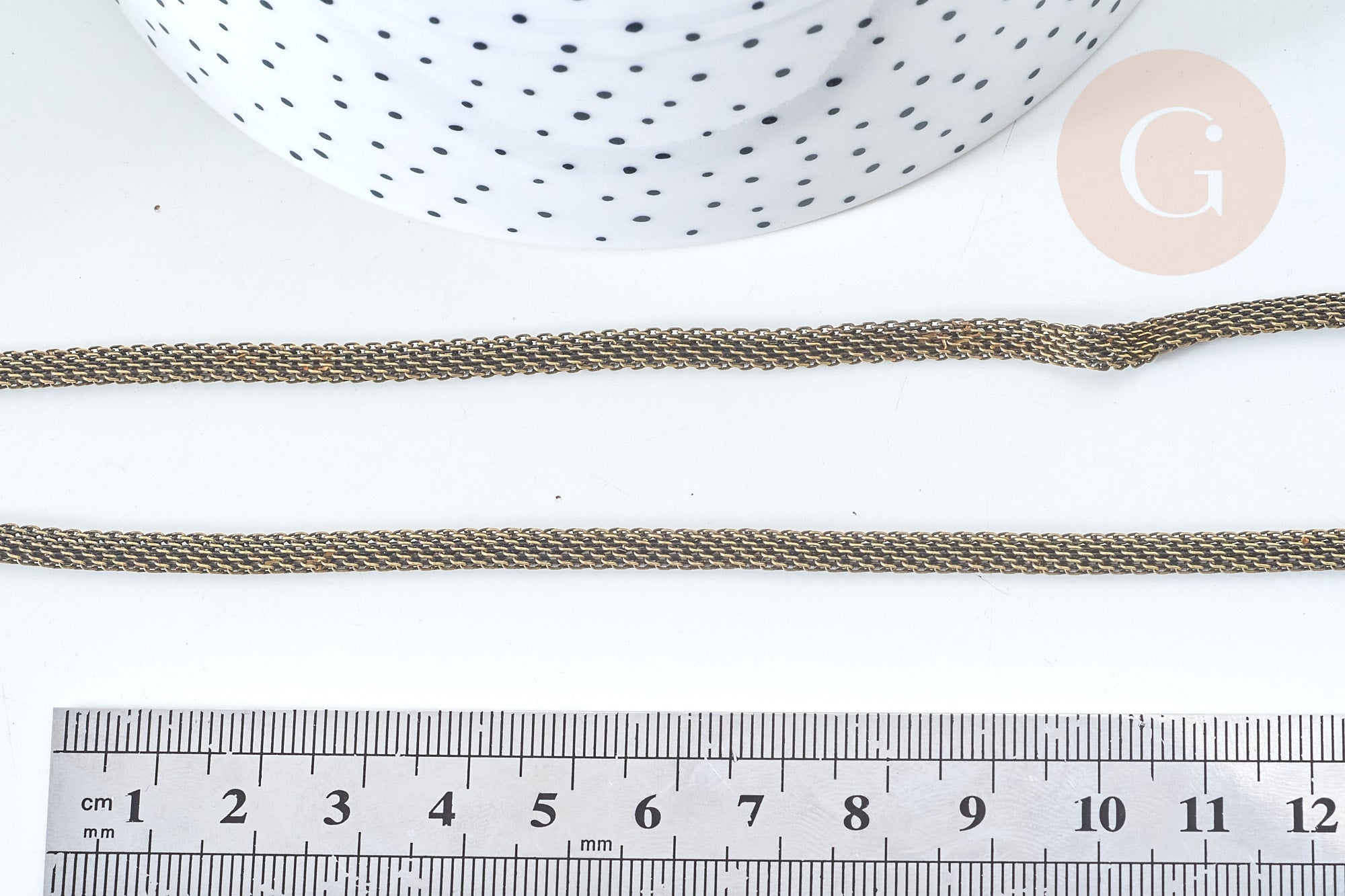 Chaine maille fantaisie fer bronze 4mm,chaine création bijoux vintage, grossiste chaine, 1 metre G7831