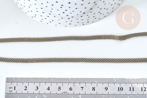 Chaine maille fantaisie fer bronze 4mm,chaine création bijoux vintage, grossiste chaine, 1 metre G7831