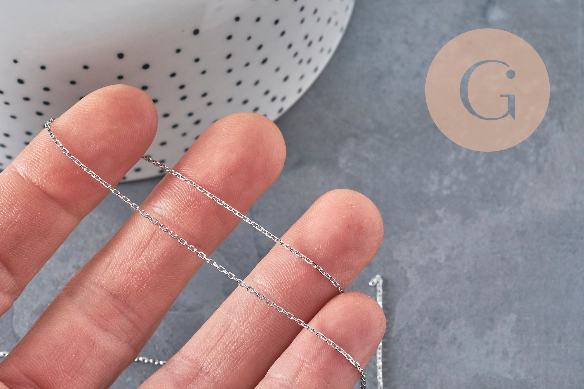 Platinum stainless steel flat cable chain 1.5mm, x1 meter (G11194)