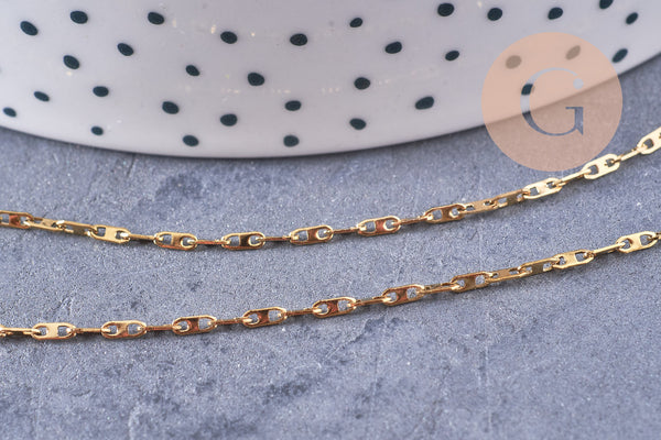 Chaine maille marine acier inoxydable doré IP 14k 1.5mm, x1 mètre (G4409)