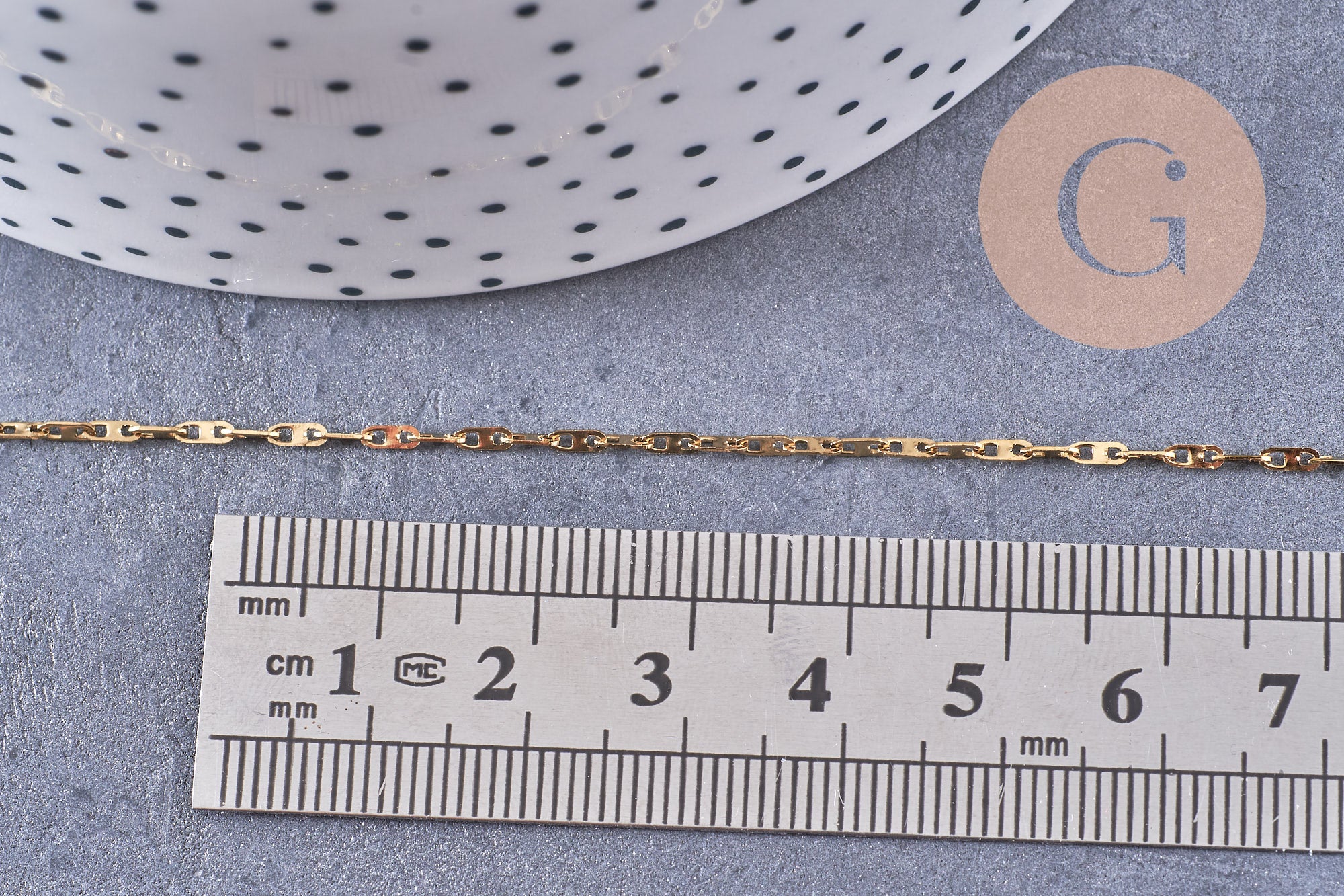 Chaine maille marine acier inoxydable doré IP 14k 1.5mm, x1 mètre (G4409)