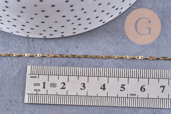 Chaine maille marine acier inoxydable doré IP 14k 1.5mm, x1 mètre (G4409)