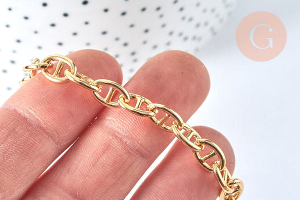 Chaine maille marine laiton doré 16k 10x6.6mm, x1 metre (G6782)