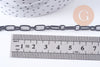 Chaine maille rectangle fer noir 10mm, 1 metre (G1394)