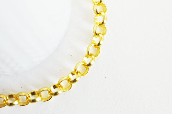 Chaine maille rollo aluminium doré 8mm,chaine collier pour création bijoux dorés x1mètre G4060