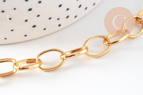 Chaine maille rollo aluminium doré lisse 12mm, x1 mètre (G10593)