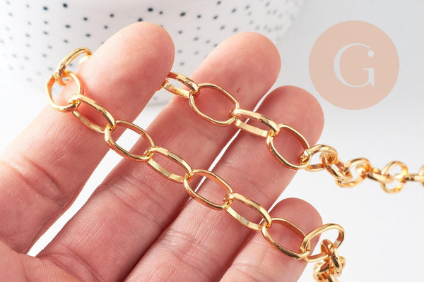 Chaine maille rollo aluminium doré lisse 12mm, x1 mètre (G10593)