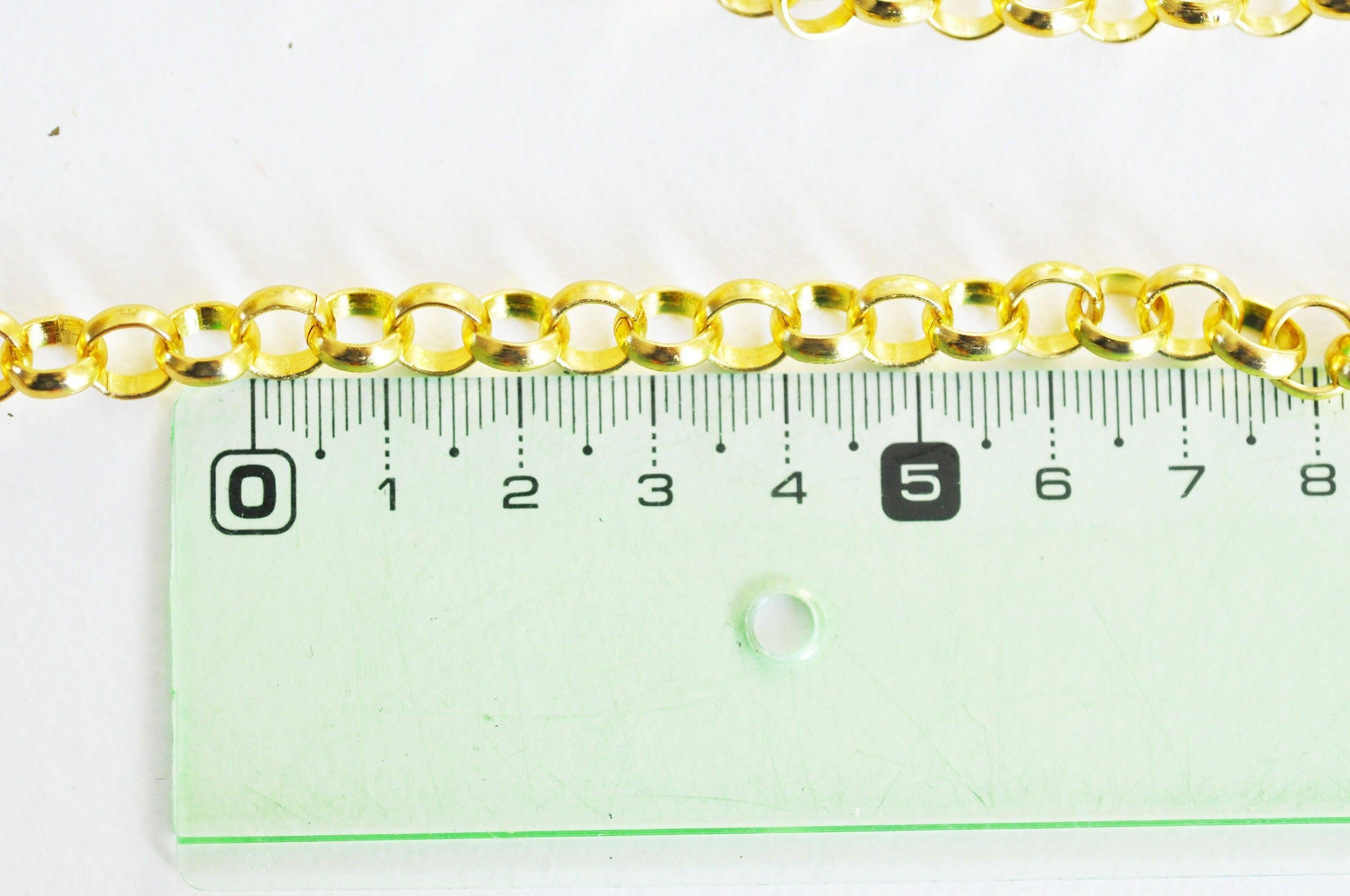 Chaine maille rolo aluminium doré 8mm,chaine collier pour création bijoux dorés x1mètre G4060