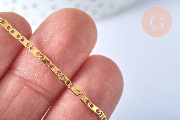 Chaine marine avec fermoir acier 304 inoxydable doré 14k 1.7mm-45cm, x1 (G0156)