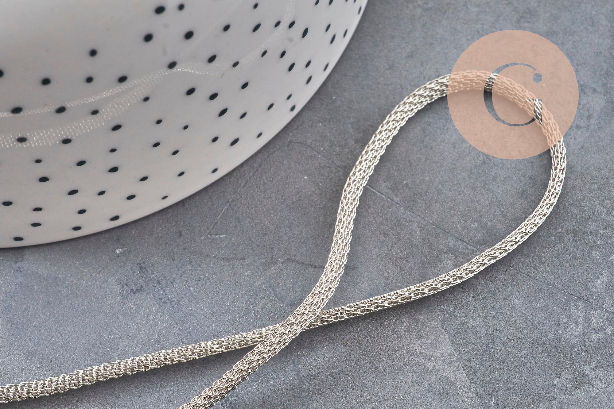 Chaine mesh serpent fer platine 4mm, x1 metre (G2320)