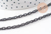 Chaine noire intense maille plate2.8mm, 4 mètres (G1373)