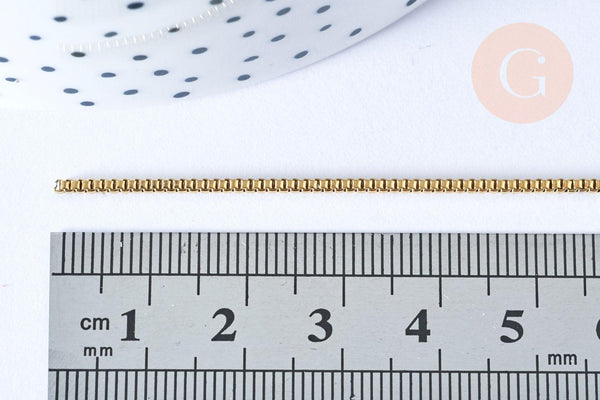 Chaine non soudée cube vénitienne acier 304 inoxydable doré 1.5mm, x1 mètre (G6935)