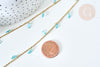 Chaine perle plexiglas facettée turquoise laiton doré 7x3mm, création de bijoux coloré DIY, x1 mètre (G7820)