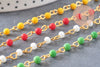 Chaine perle verre coloré fer doré 4 m, création de bijoux coloré DIY, x1 mètre (G7219)