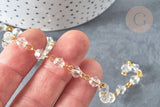 Chaine perles acrylique géométrique facettée 6mm fer doré, x1 mètre (G7354)