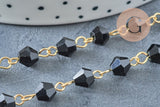 Chaine perles acrylique géométrique facettée 6mm fer doré, x1 mètre (G7354)