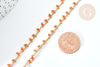 Chaine perles de rocaille orange laiton doré 6x2~3mm, x1 mètre (G7818)