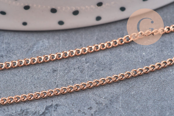 Chaine plate acier 304 inoxydable or rose IP 2.5x2mm, x1 mètre (G10878)