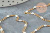 Chaine plate acier inoxydable doré IP fantaisie résine blanc 2.5mm, x1 mètre (G10012)
