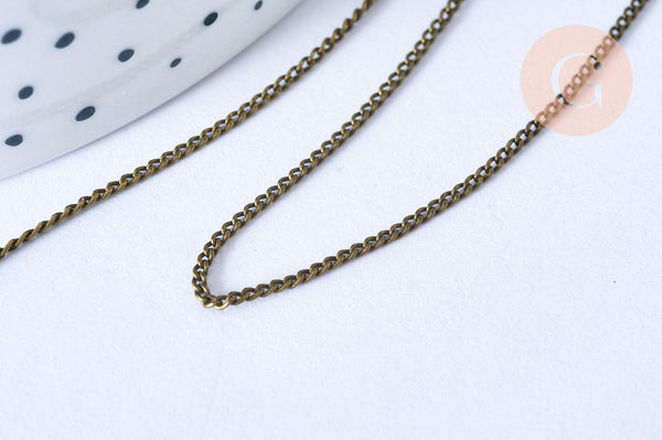Chaine plate laiton bronze 1,5mm,chaine bijou apprets bronze, chaine en gros, la bobine de 92 mètres G6937