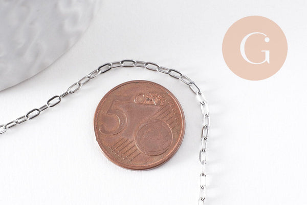 Chaine rectangle acier 304 inoxydable platine 4mm, x1 mètre (G10526)