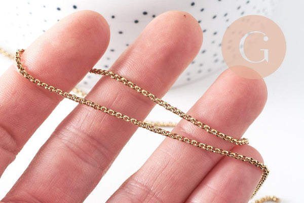 Chaine rollo acier inoxydable 304 doré IP 18k maille rollo 2mm, x1mètre (G2057)