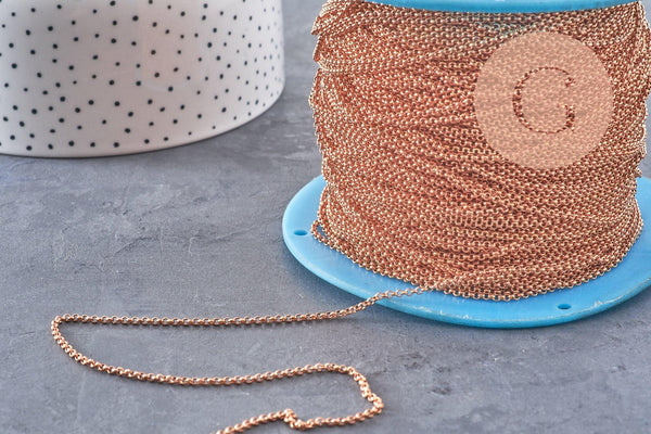 Chaine rollo laiton brut 2mm, x 5 mètres (G1639)