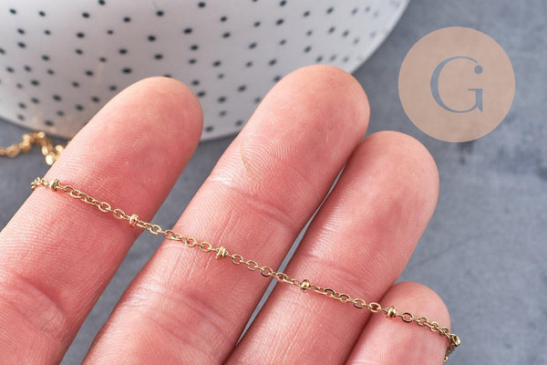 Chaine satellite acier 304 inoxydable dore 14k 1.5mm, x1 metre (G1679)